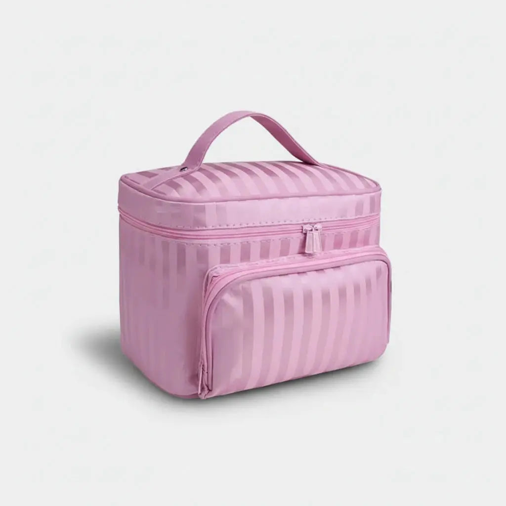 Trousse toilette femme rayée étanche – organisateur chic