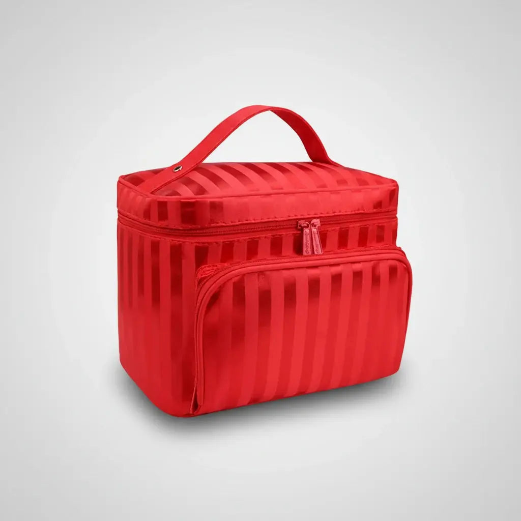 Trousse toilette femme rayée étanche – organisateur chic