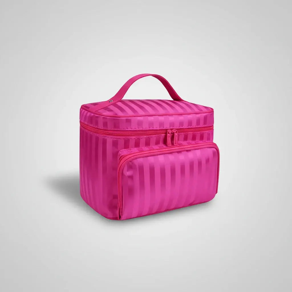 Trousse toilette femme rayée étanche – organisateur chic