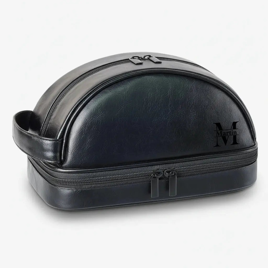 Trousse toilette homme cuir PU – design arrondi élégant