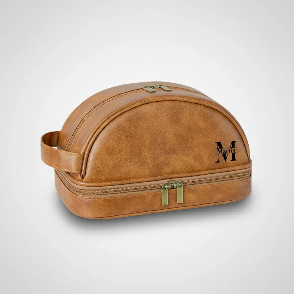 Trousse toilette homme cuir PU – design arrondi élégant