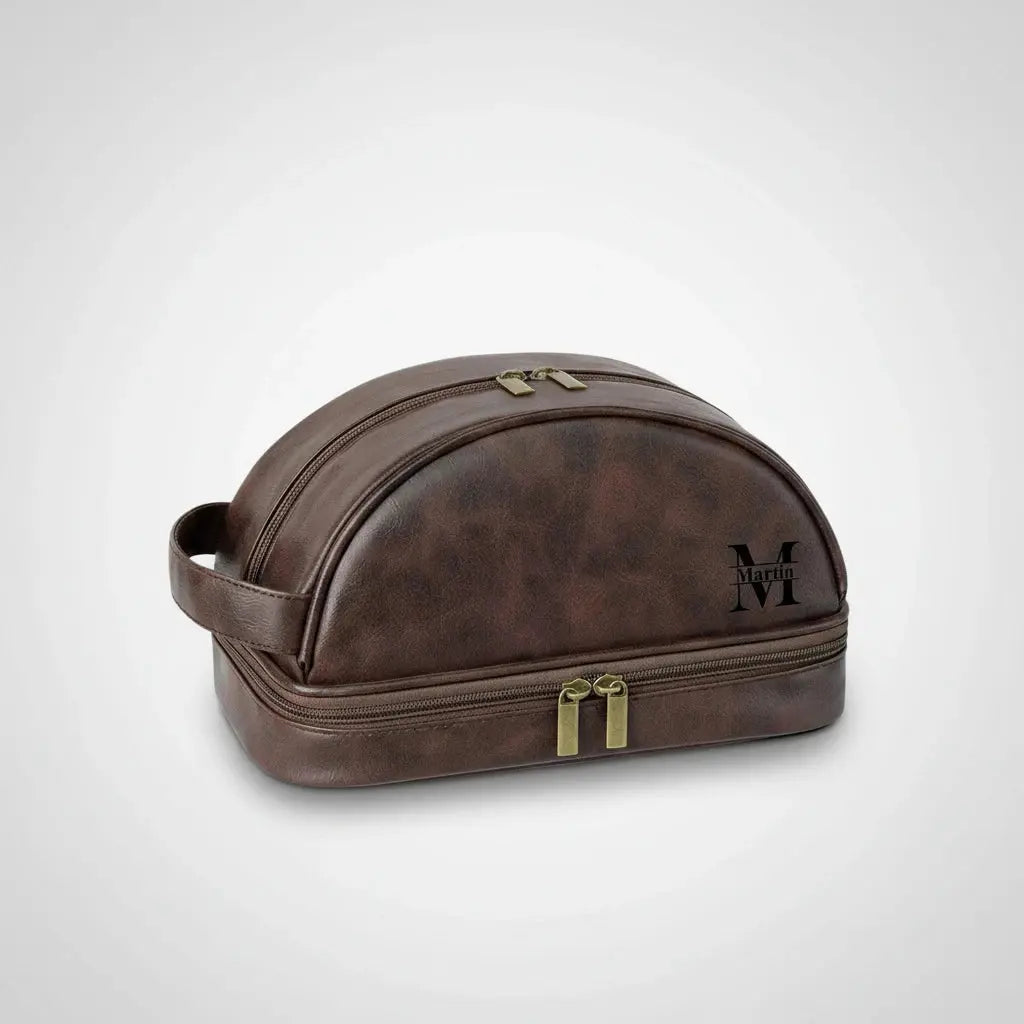 Trousse toilette homme cuir PU – design arrondi élégant