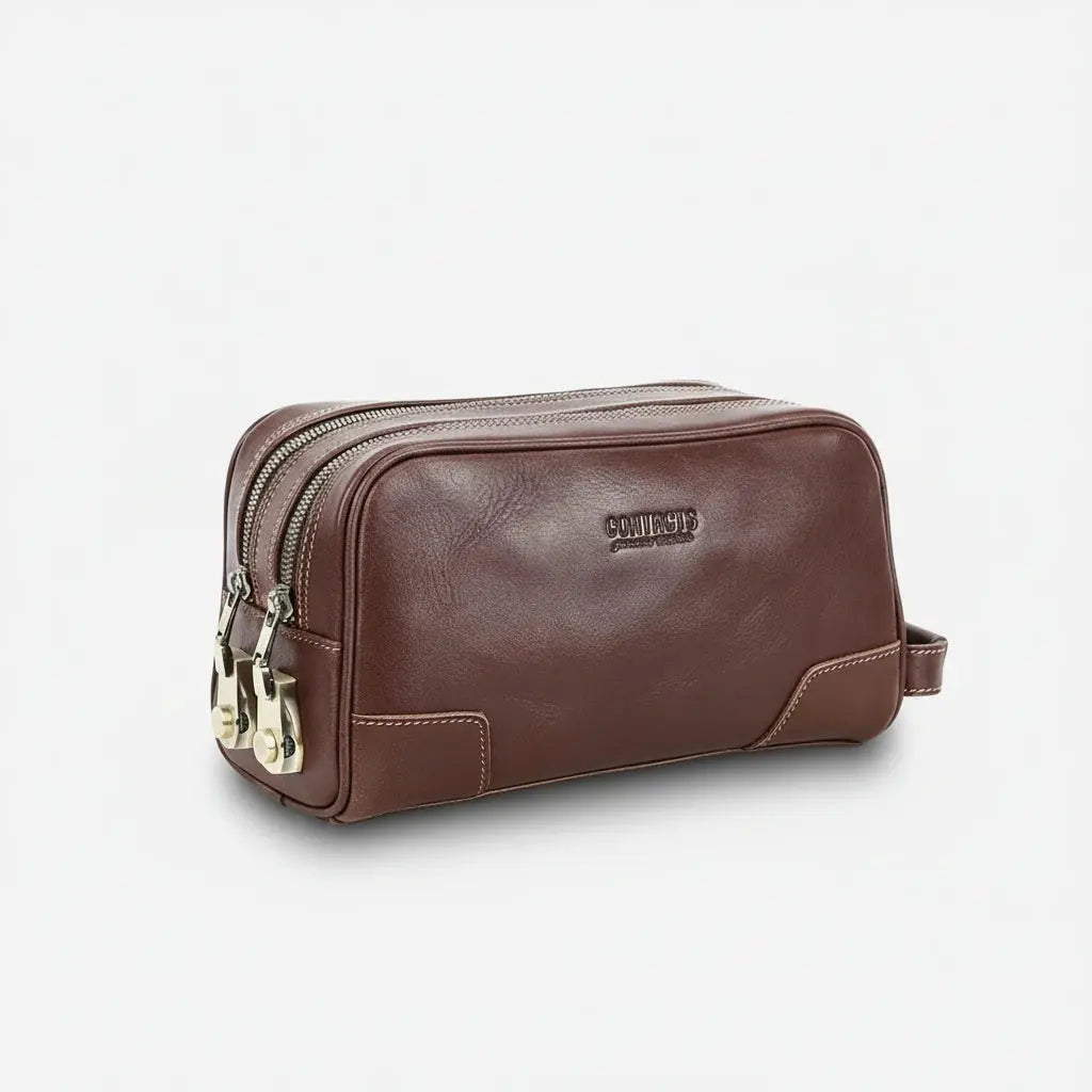 Trousse toilette homme cuir véritable Contact’S – classique