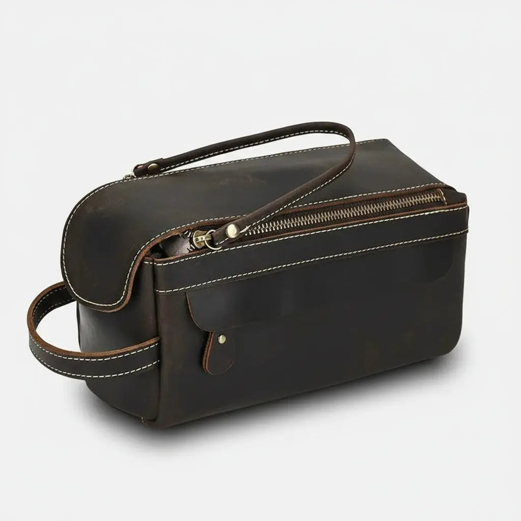 Trousse toilette homme cuir véritable Newsbirds – compacte